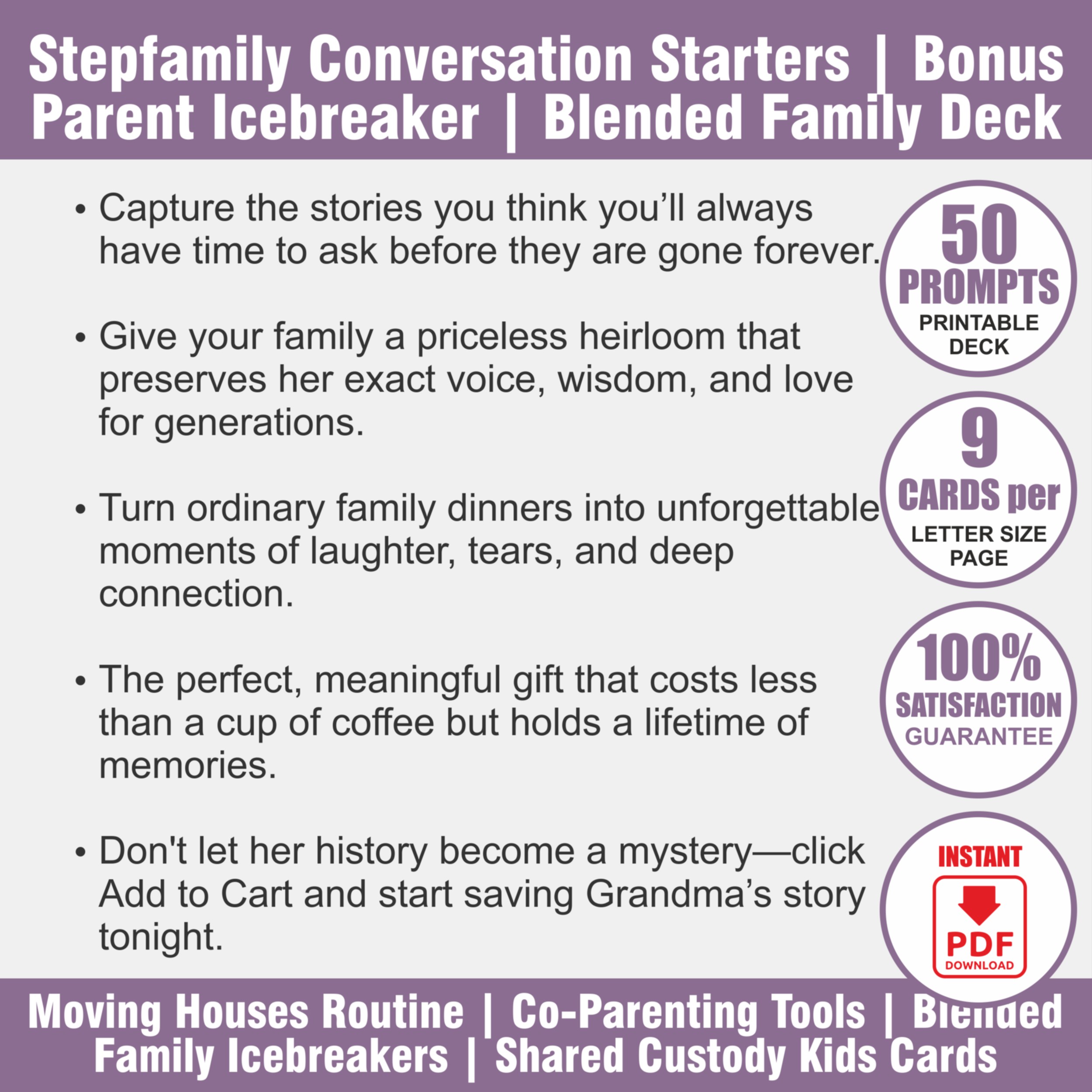 Blended Family Icebreakers | Stepfamily Conversation Cards | Two Homes Game PDF - View 2